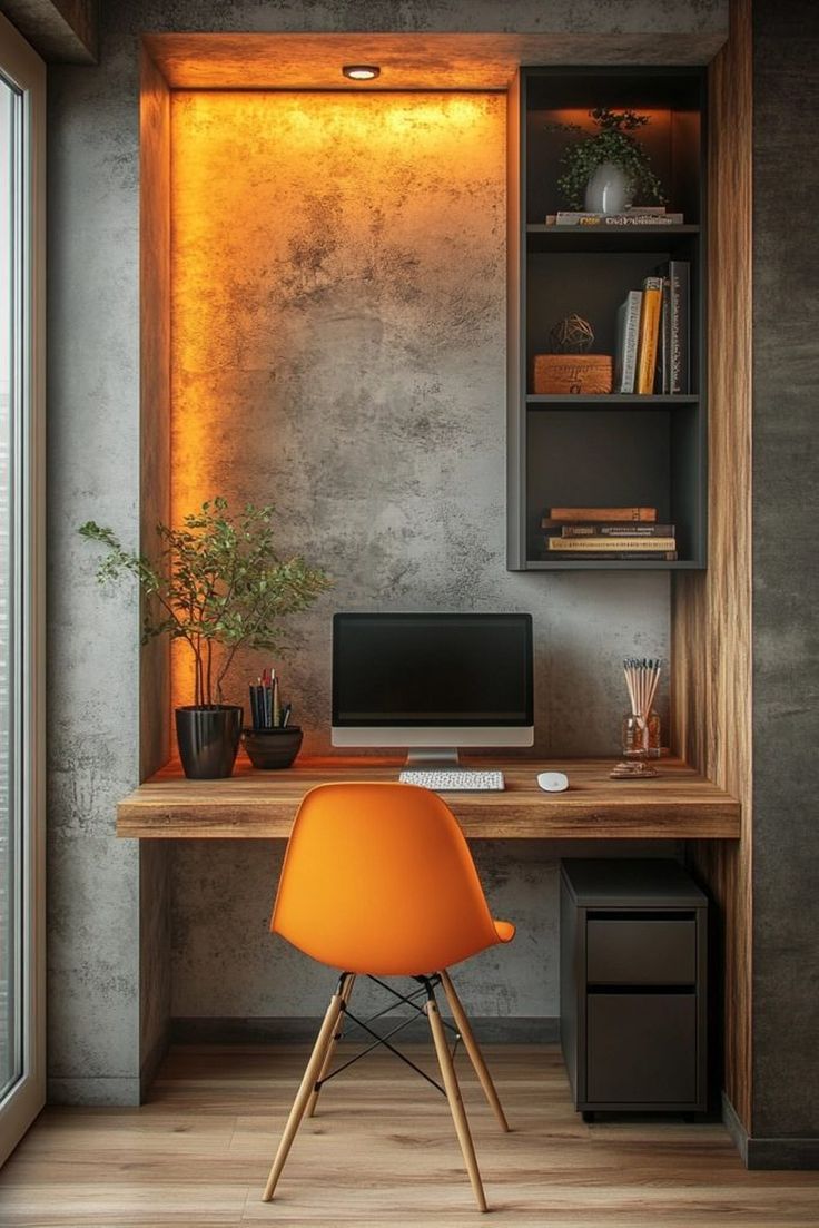 Study room decoration with accent lighting