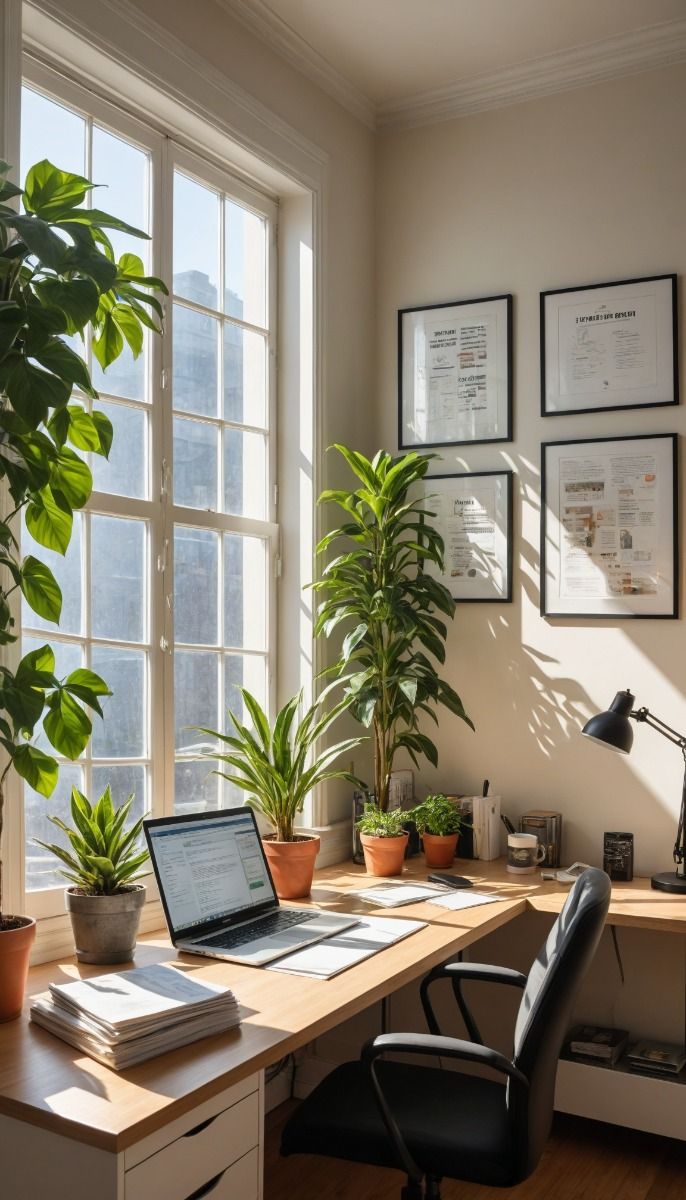 Study room decoration with plants