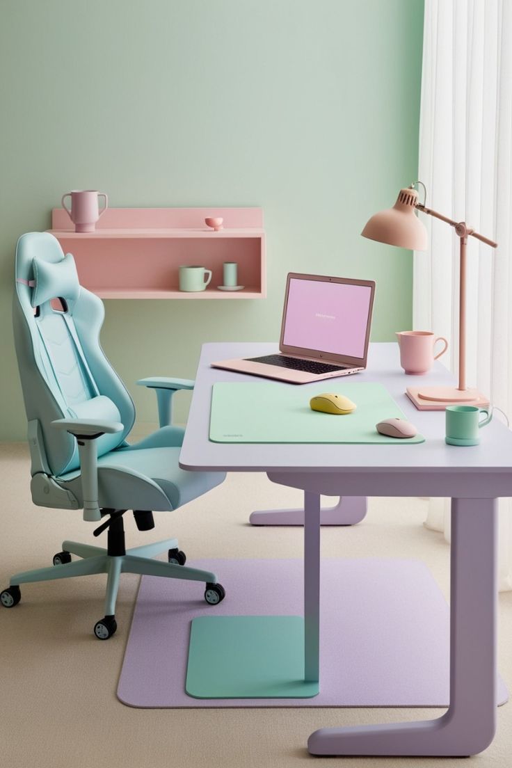 Pastel study room with playful colors