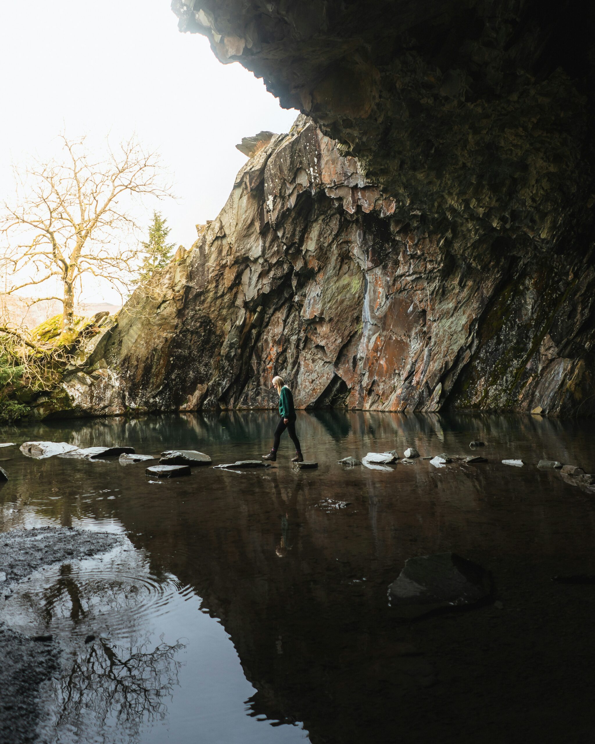 A tourist exploring one of the lakes in Lake District